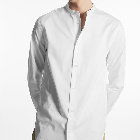 COS Grandad Collar Cotton Shirt - Picture 1 of 5